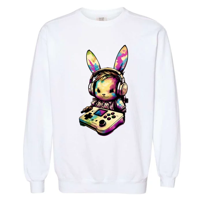 Easter Day Gamer Video Game Controller Bunny Garment-Dyed Sweatshirt