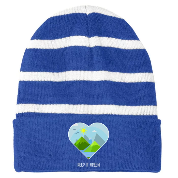 Earth Day Gift Keep It Green Save Planet Funny Gift Striped Beanie with Solid Band