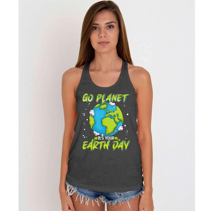 Earth Day Go Planet Its Your Earth Day Women's Knotted Racerback Tank