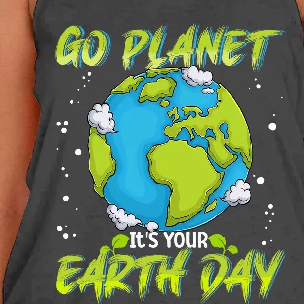 Earth Day Go Planet Its Your Earth Day Women's Knotted Racerback Tank