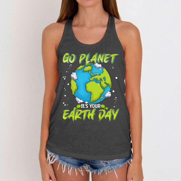 Earth Day Go Planet Its Your Earth Day Women's Knotted Racerback Tank