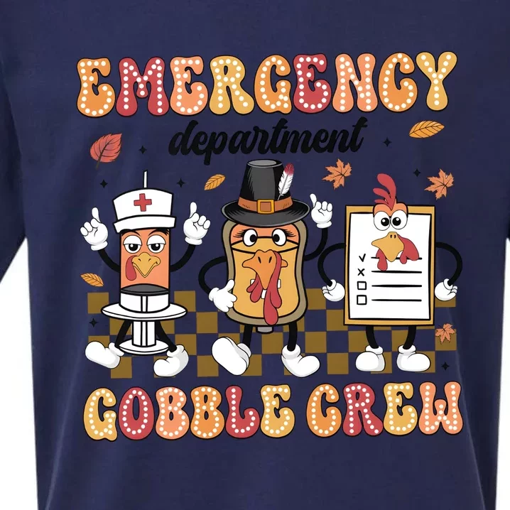 Emergency Department Gobble Crew Thanksgiving Nurse Sueded Cloud Jersey T-Shirt