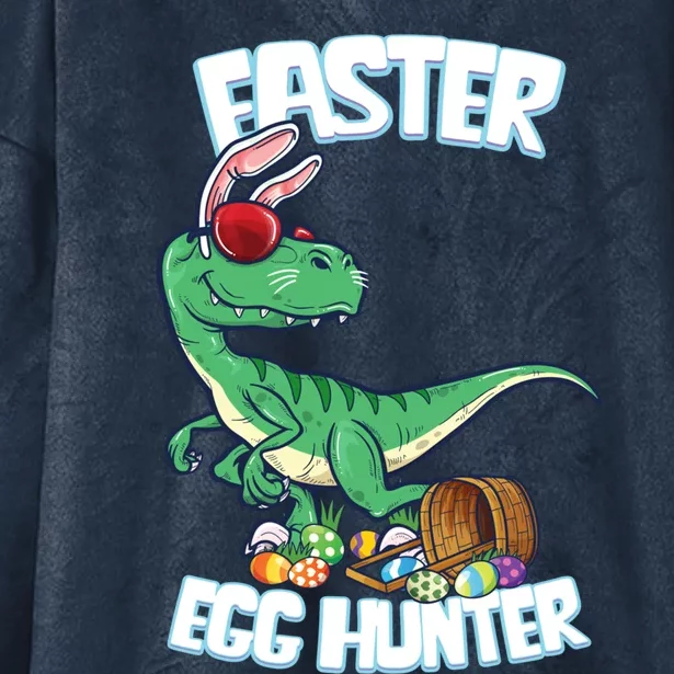 Easter Dinosaur Great Gift Egg Hunter Bunny Ears Velociraptor Cool Gift Hooded Wearable Blanket