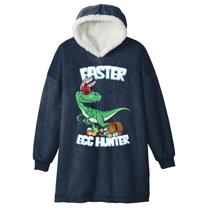 Easter Dinosaur Great Gift Egg Hunter Bunny Ears Velociraptor Cool Gift Hooded Wearable Blanket