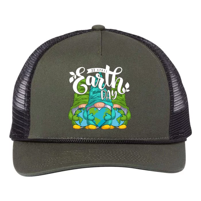 Earth Day Gnomies Teacher Earth Day Funny Gift Planet Cool Gift Retro Rope Trucker Hat Cap