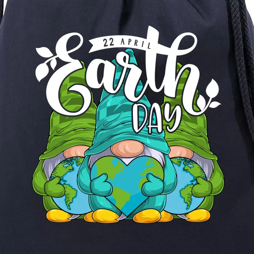 Earth Day Gnomies Teacher Earth Day Funny Gift Planet Cool Gift Drawstring Bag