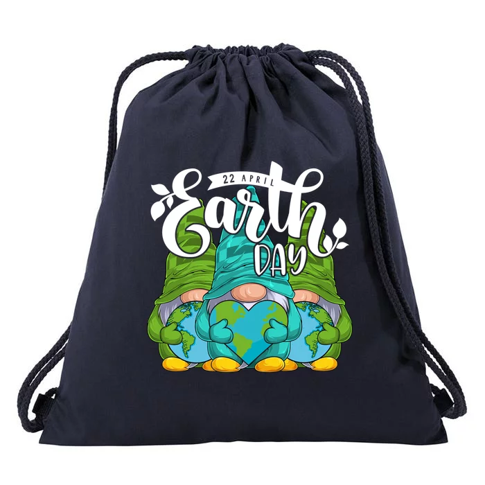 Earth Day Gnomies Teacher Earth Day Funny Gift Planet Cool Gift Drawstring Bag