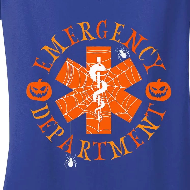 Emergency Department Halloween Emergency Room Nursing Nurse Women's V-Neck T-Shirt