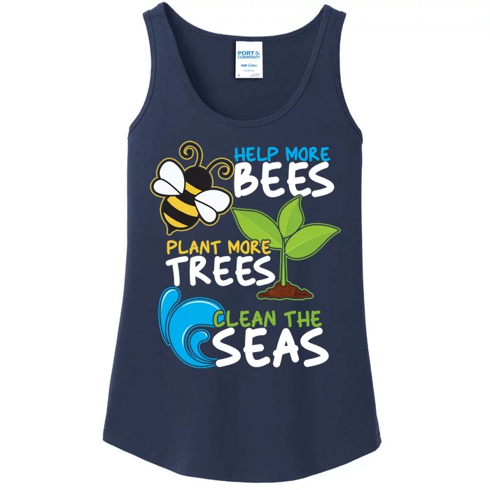 Earth Day Help More Bee Plant More Trees Clean The Seas Ladies Essential Tank