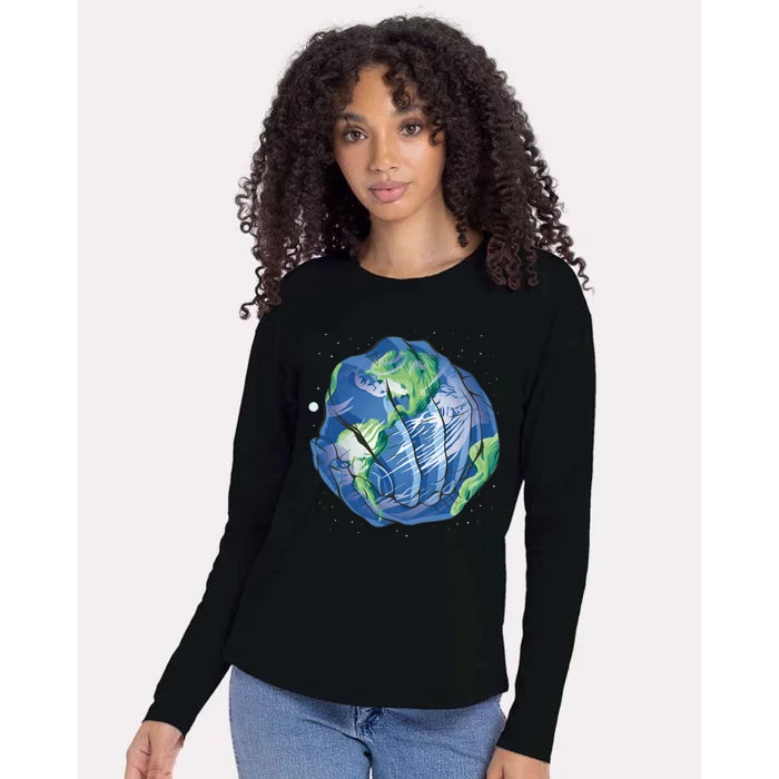 Earth Day Hands Womens Cotton Relaxed Long Sleeve T-Shirt