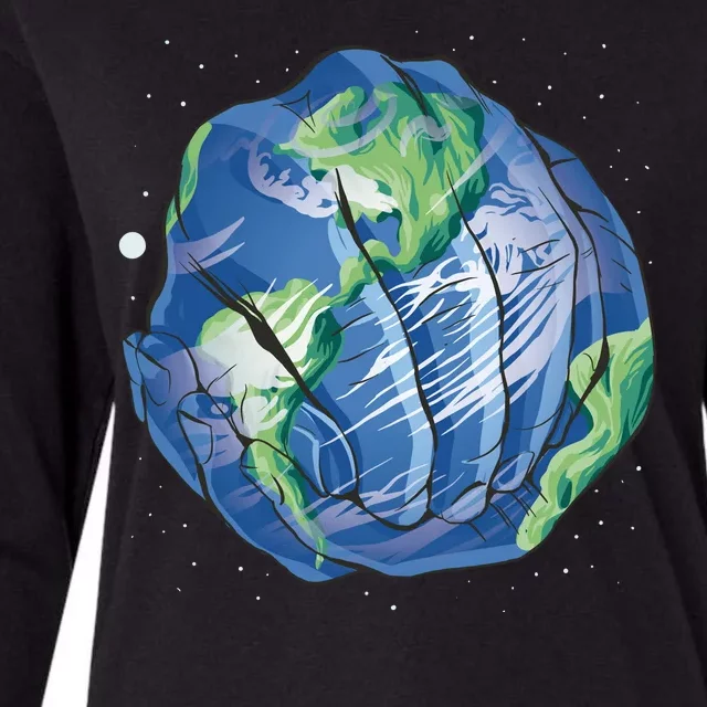 Earth Day Hands Womens Cotton Relaxed Long Sleeve T-Shirt