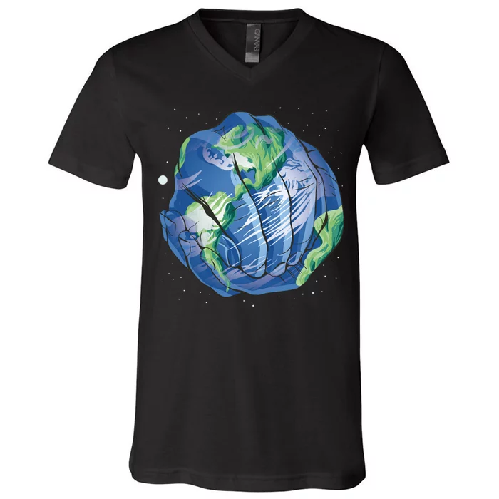 Earth Day Hands V-Neck T-Shirt