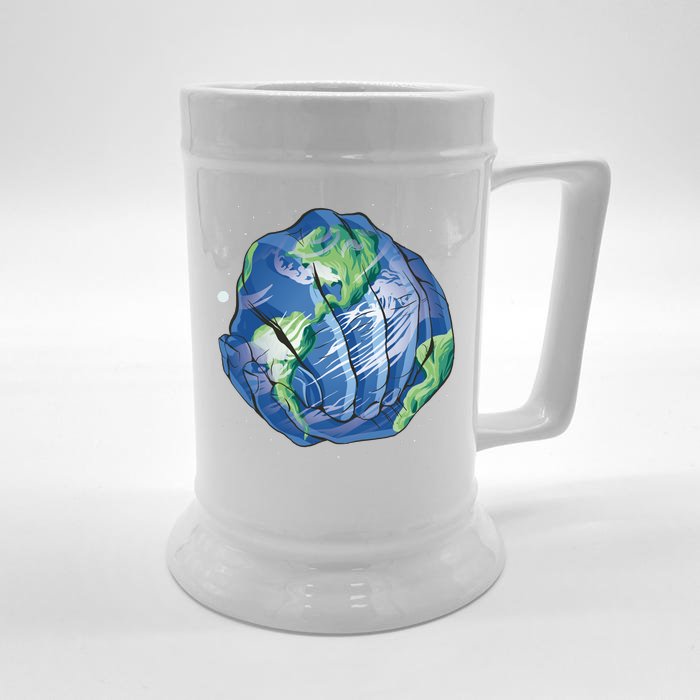 Earth Day Hands Front & Back Beer Stein