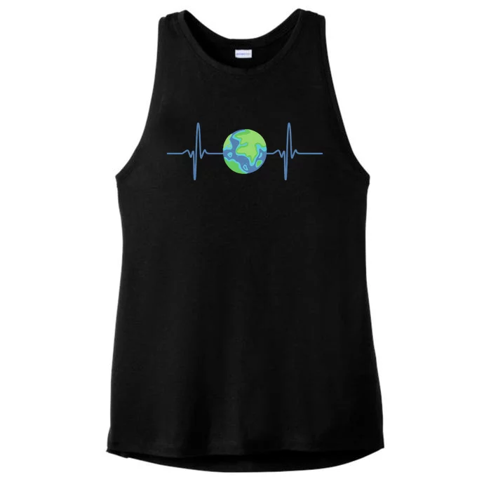 Earth Day Heartbeat Ladies Tri-Blend Wicking Tank