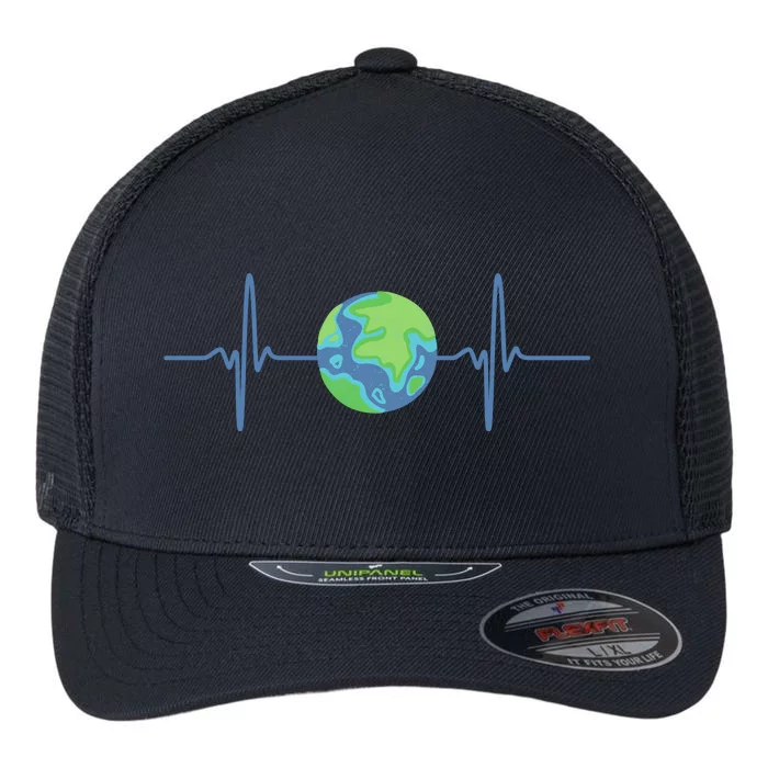 Earth Day Heartbeat Flexfit Unipanel Trucker Cap