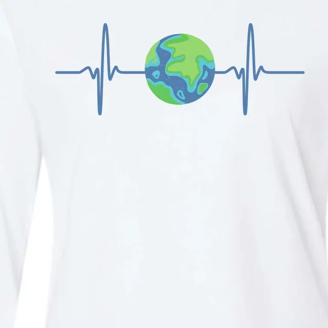 Earth Day Heartbeat Womens Cotton Relaxed Long Sleeve T-Shirt