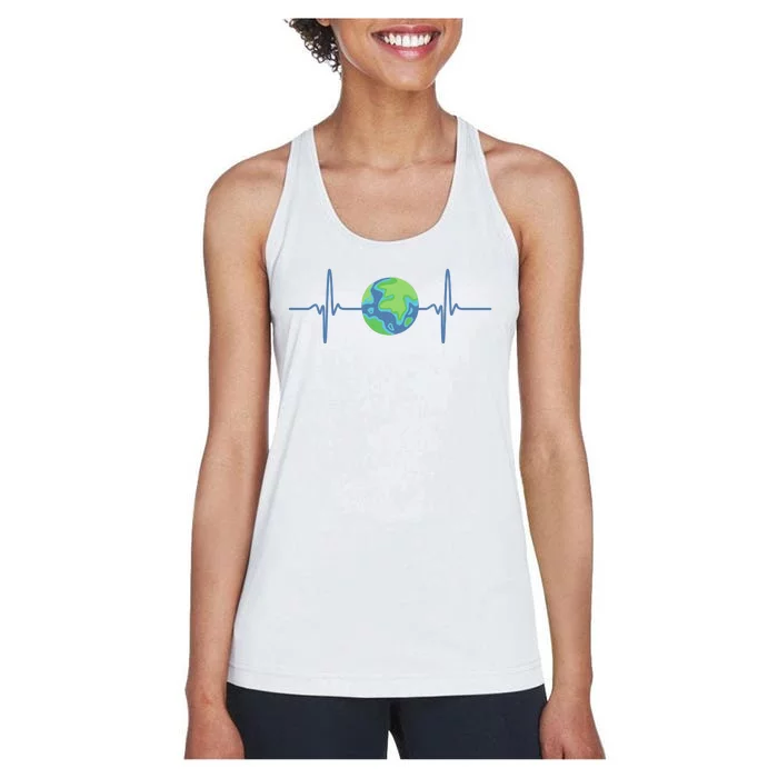 Earth Day Heartbeat Women's Racerback Tank