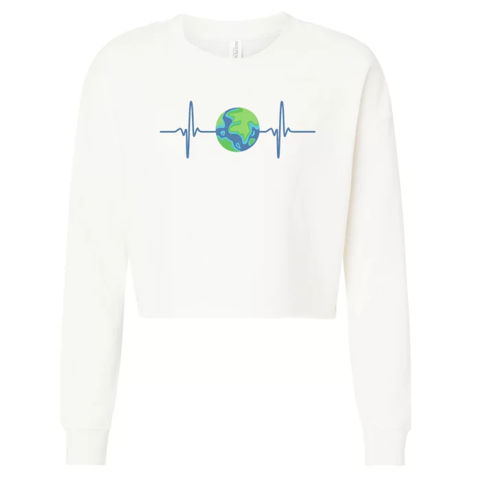 Earth Day Heartbeat Cropped Pullover Crew