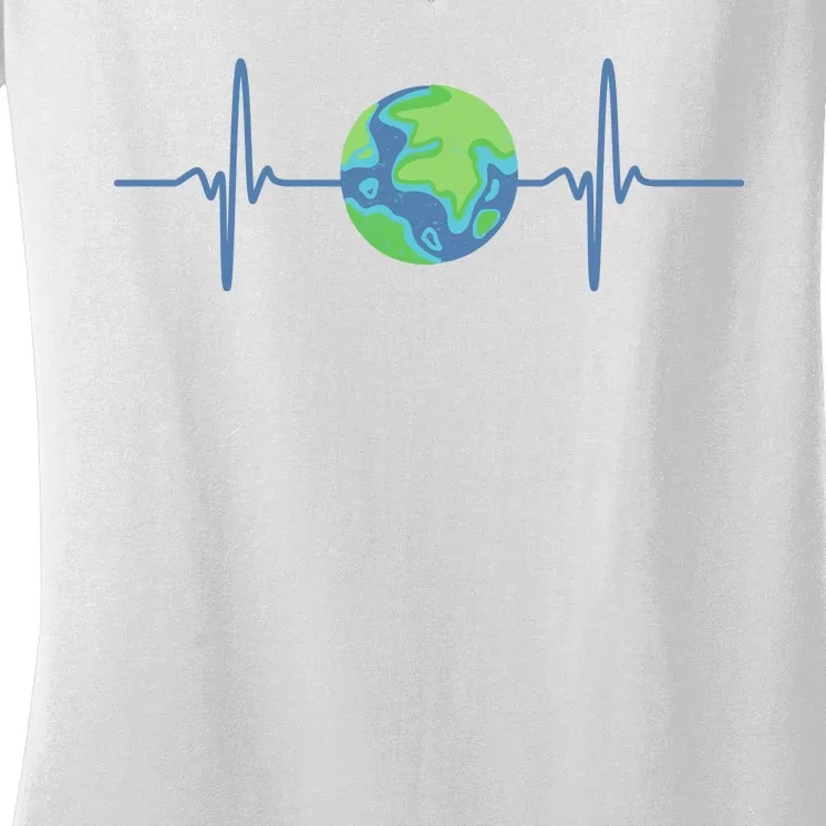 Earth Day Heartbeat Women's V-Neck T-Shirt