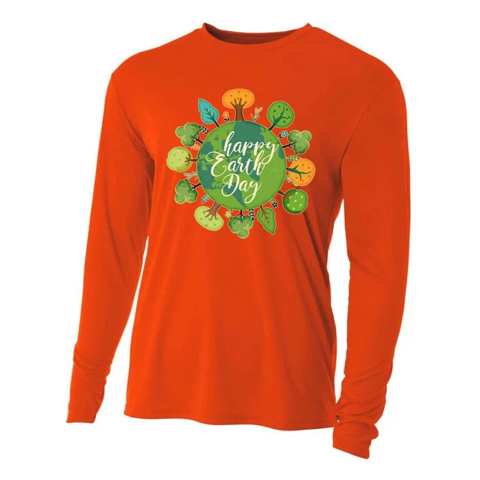 Earth Day Happy Earth Day Trees Cooling Performance Long Sleeve Crew