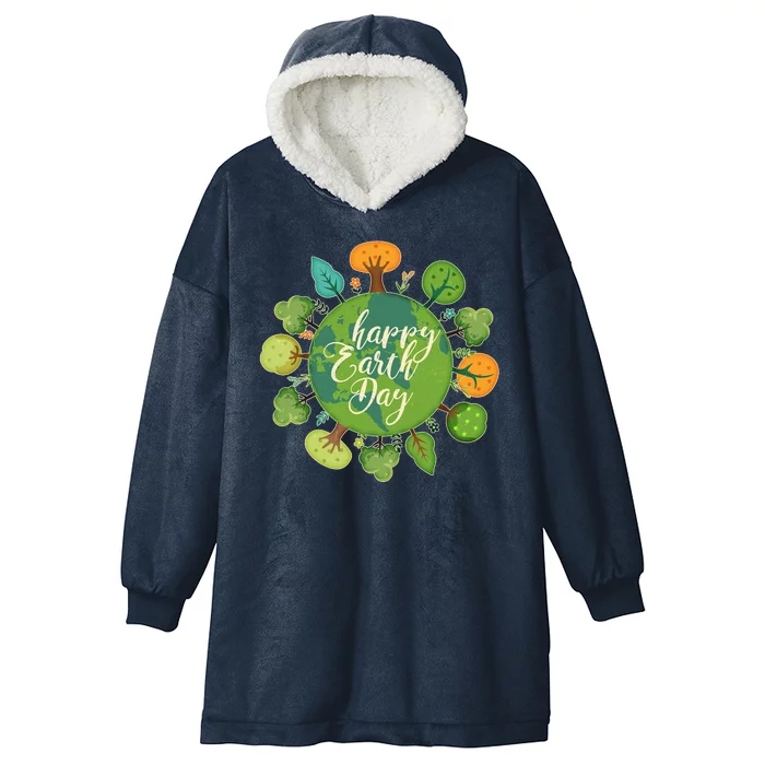 Earth Day Happy Earth Day Trees Hooded Wearable Blanket