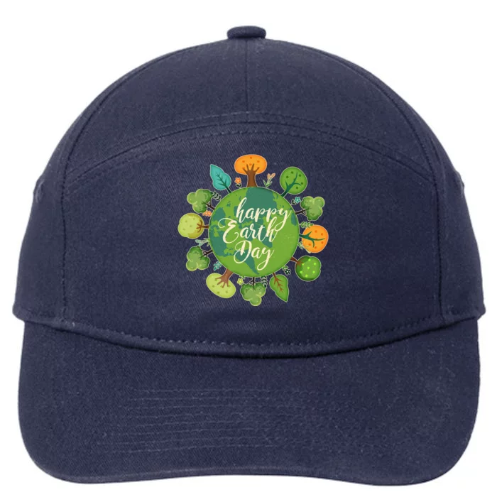 Earth Day Happy Earth Day Trees 7-Panel Snapback Hat