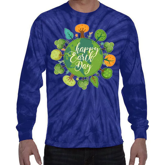 Earth Day Happy Earth Day Trees Tie-Dye Long Sleeve Shirt