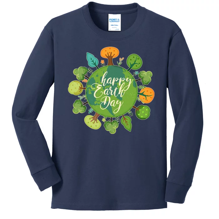 Earth Day Happy Earth Day Trees Kids Long Sleeve Shirt