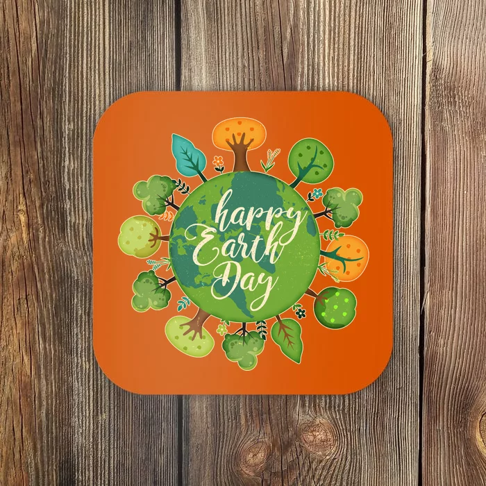 Earth Day Happy Earth Day Trees Coaster