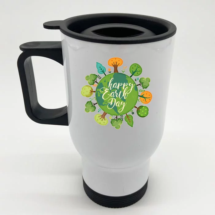 Earth Day Happy Earth Day Trees Front & Back Stainless Steel Travel Mug