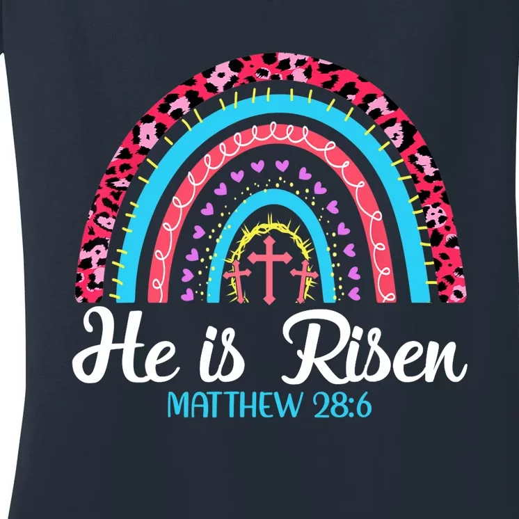 Easter Day He is Risen Easter Love Religious Women's V-Neck T-Shirt