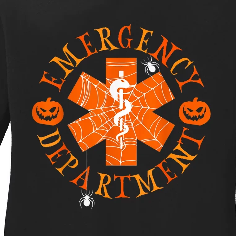 Emergency Department Halloween Emergency Room Nursing Nurse Ladies Long Sleeve Shirt