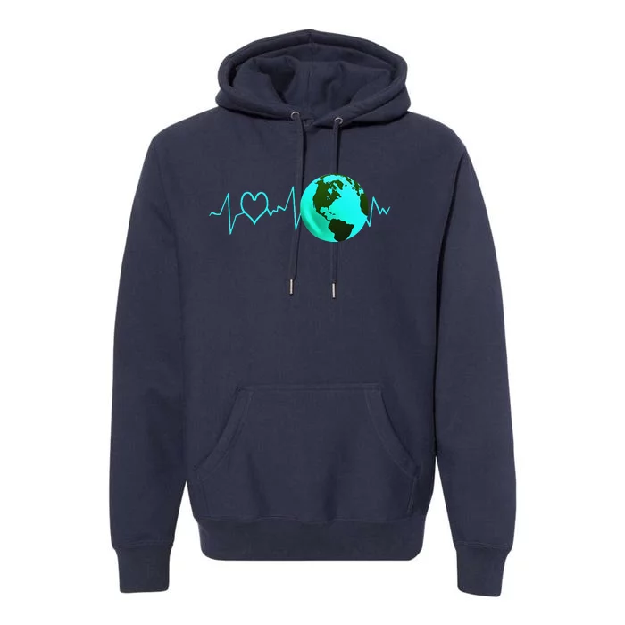 Earth Day Heartbeat Recycling Climate Change Activism Gift Premium Hoodie