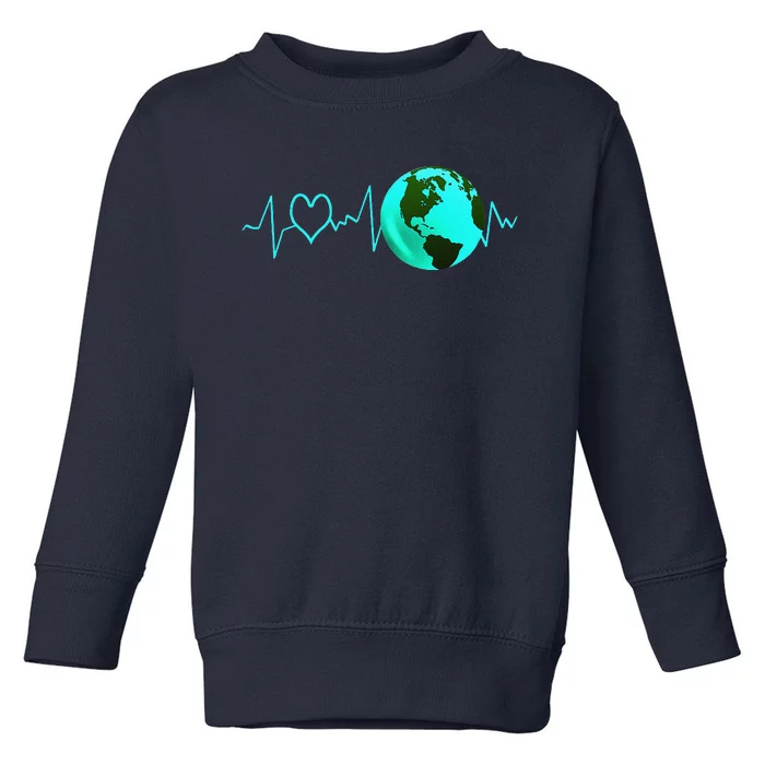 Earth Day Heartbeat Recycling Climate Change Activism Gift Toddler Sweatshirt