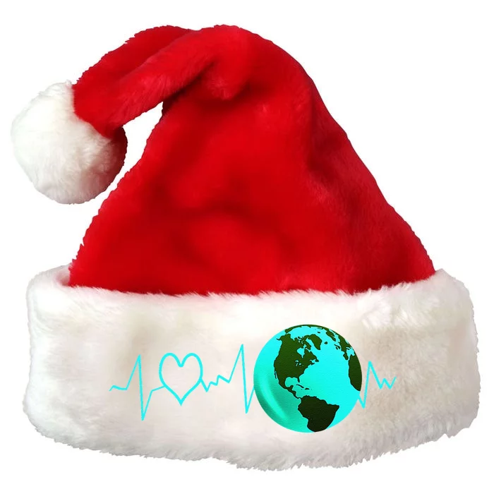 Earth Day Heartbeat Recycling Climate Change Activism Gift Premium Christmas Santa Hat