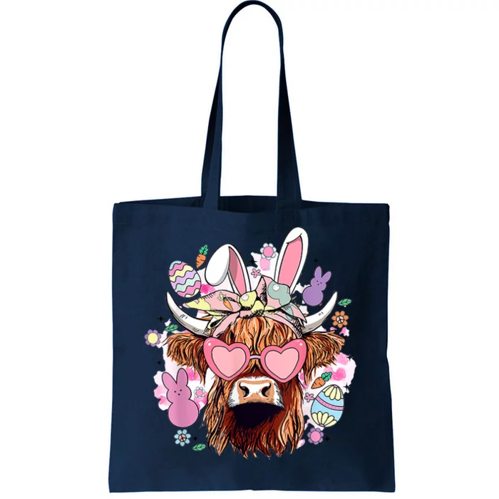 Easter Day Highland Cow Tote Bag