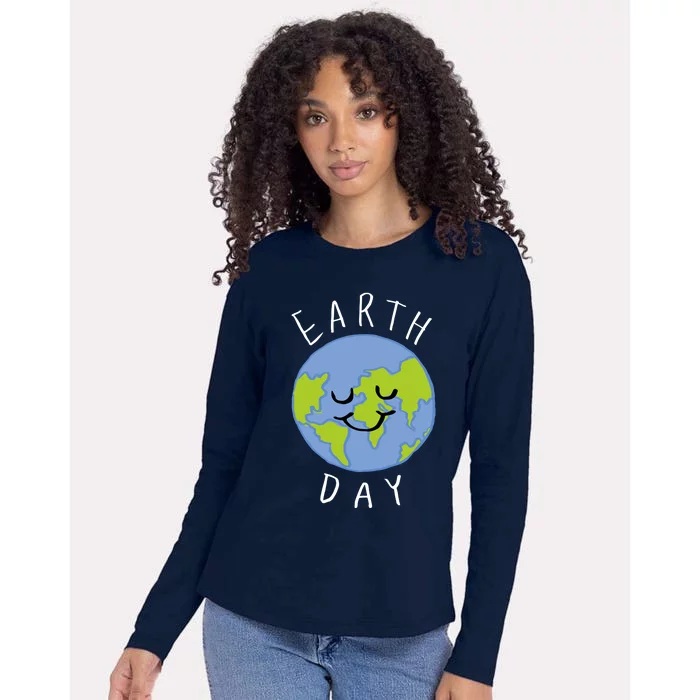 Earth Day Happy Planet Womens Cotton Relaxed Long Sleeve T-Shirt