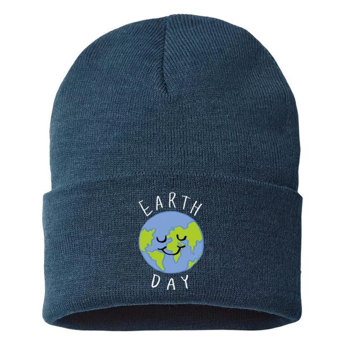 Earth Day Happy Planet Sustainable Knit Beanie