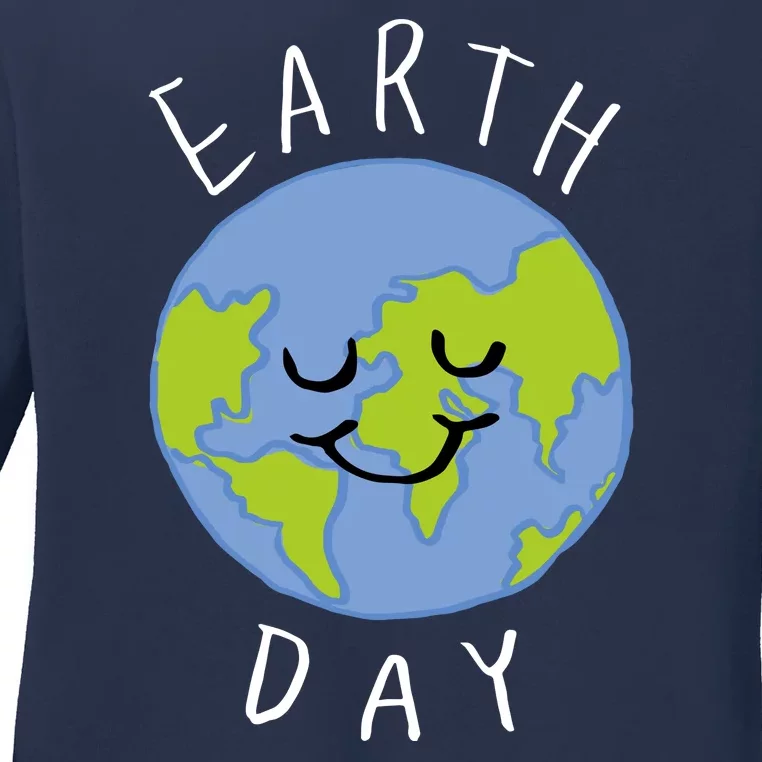 Earth Day Happy Planet Ladies Long Sleeve Shirt