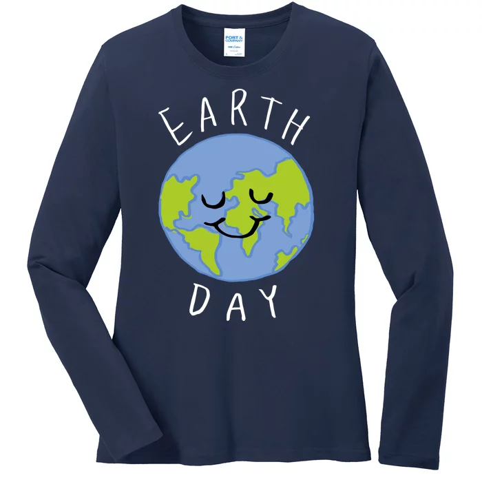 Earth Day Happy Planet Ladies Long Sleeve Shirt