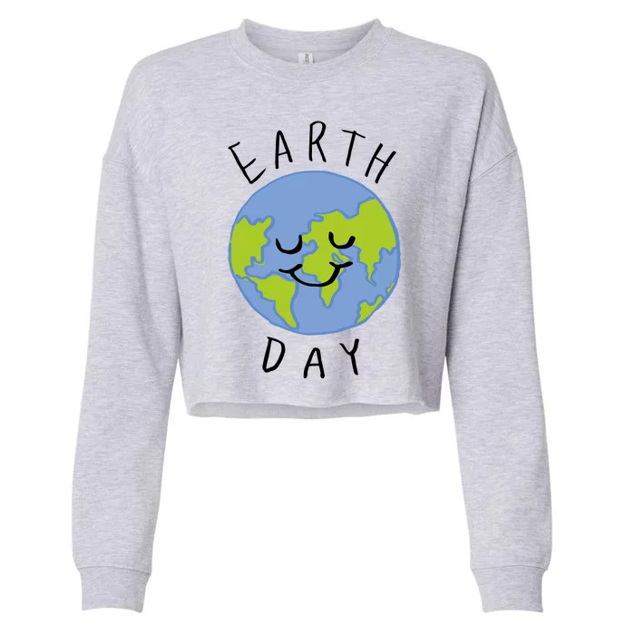 Earth Day Happy Planet Cropped Pullover Crew