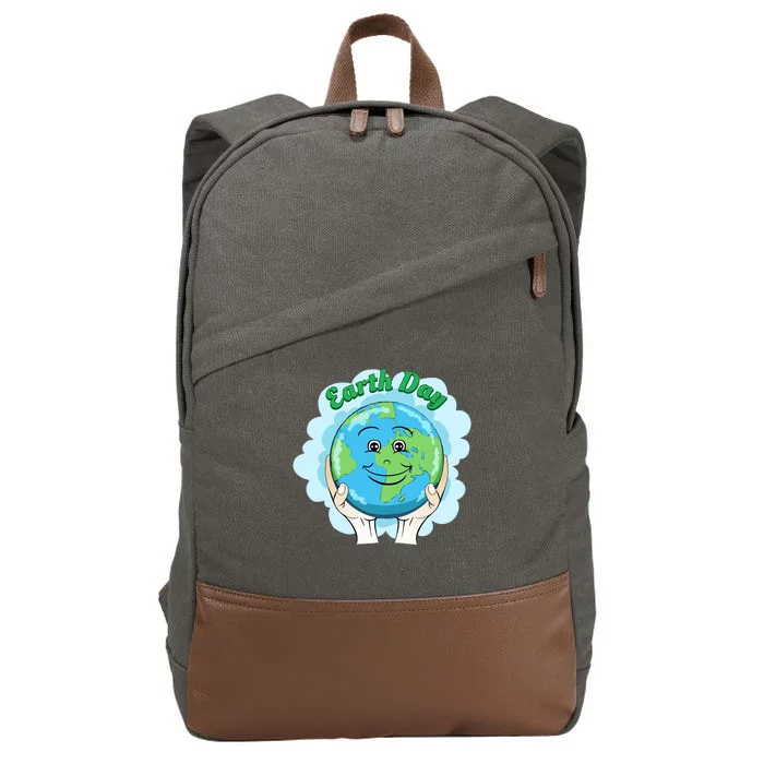 Earth Day Happy Globe Cotton Canvas Backpack