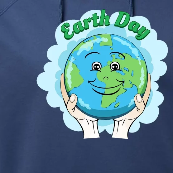 Earth Day Happy Globe Performance Fleece Hoodie