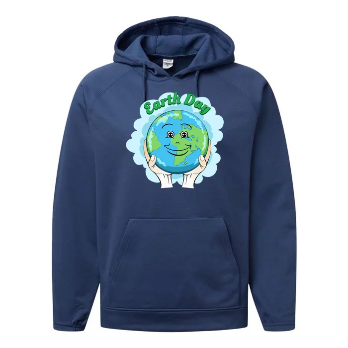 Earth Day Happy Globe Performance Fleece Hoodie