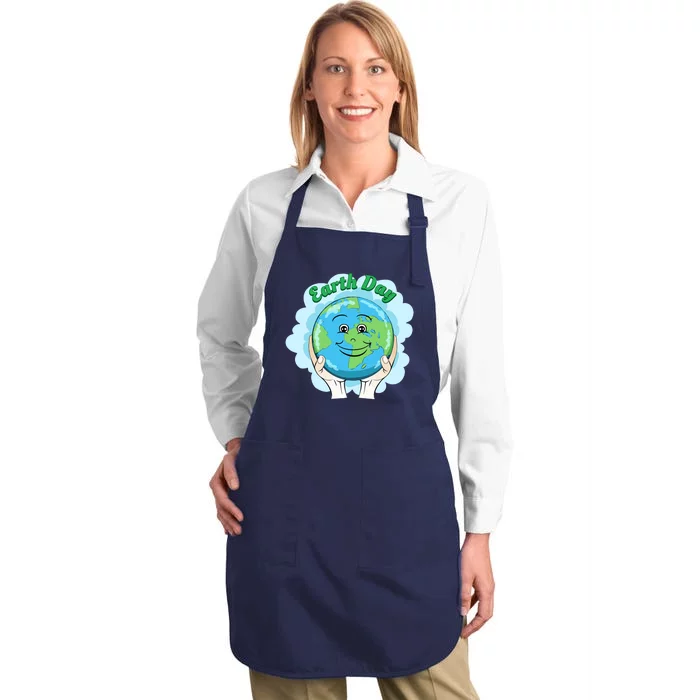 Earth Day Happy Globe Full-Length Apron With Pocket