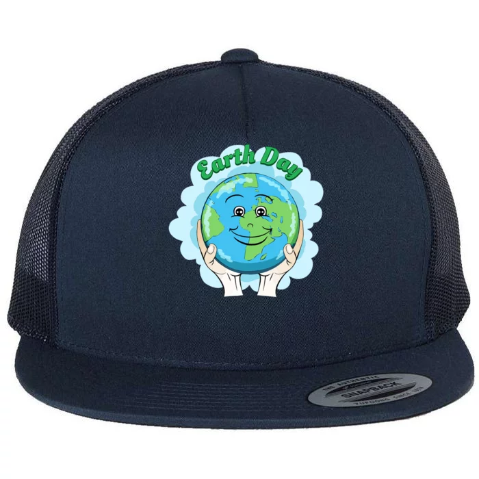 Earth Day Happy Globe Flat Bill Trucker Hat