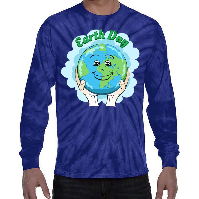 Earth Day Happy Globe Tie-Dye Long Sleeve Shirt