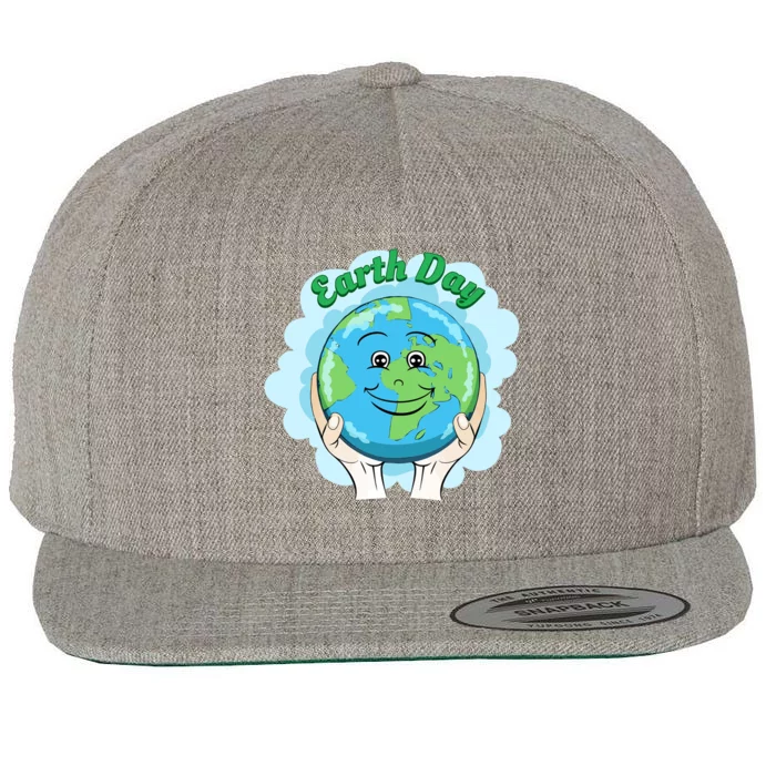 Earth Day Happy Globe Wool Snapback Cap