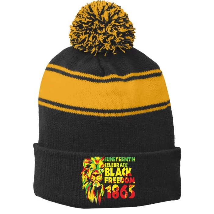 Emancipation Day Is Great With 1865 Juneteenth Celebrate Day Stripe Pom Pom Beanie