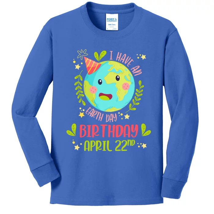 Earth Day Is My Birthday April 22nd Birthday Party Groovy Gift Kids Long Sleeve Shirt